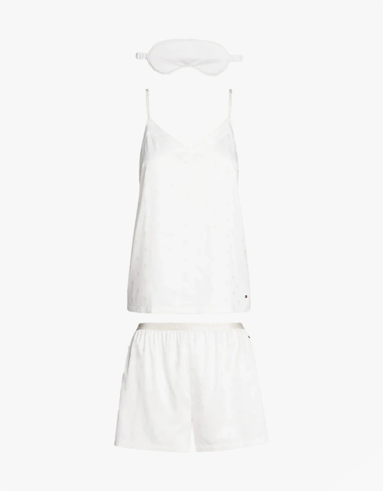 SATIN Pyjamas & Eye Mask Gift Set Womens Ivory