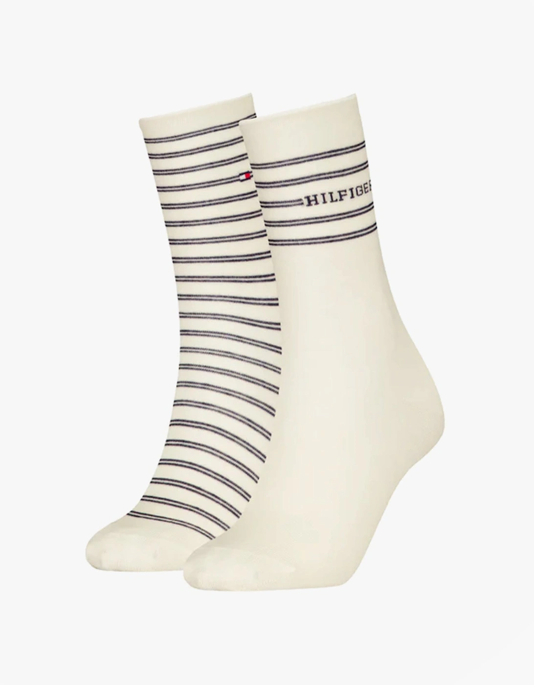 2 Pack Stripe Womens Crew Socks White, 3 of 2