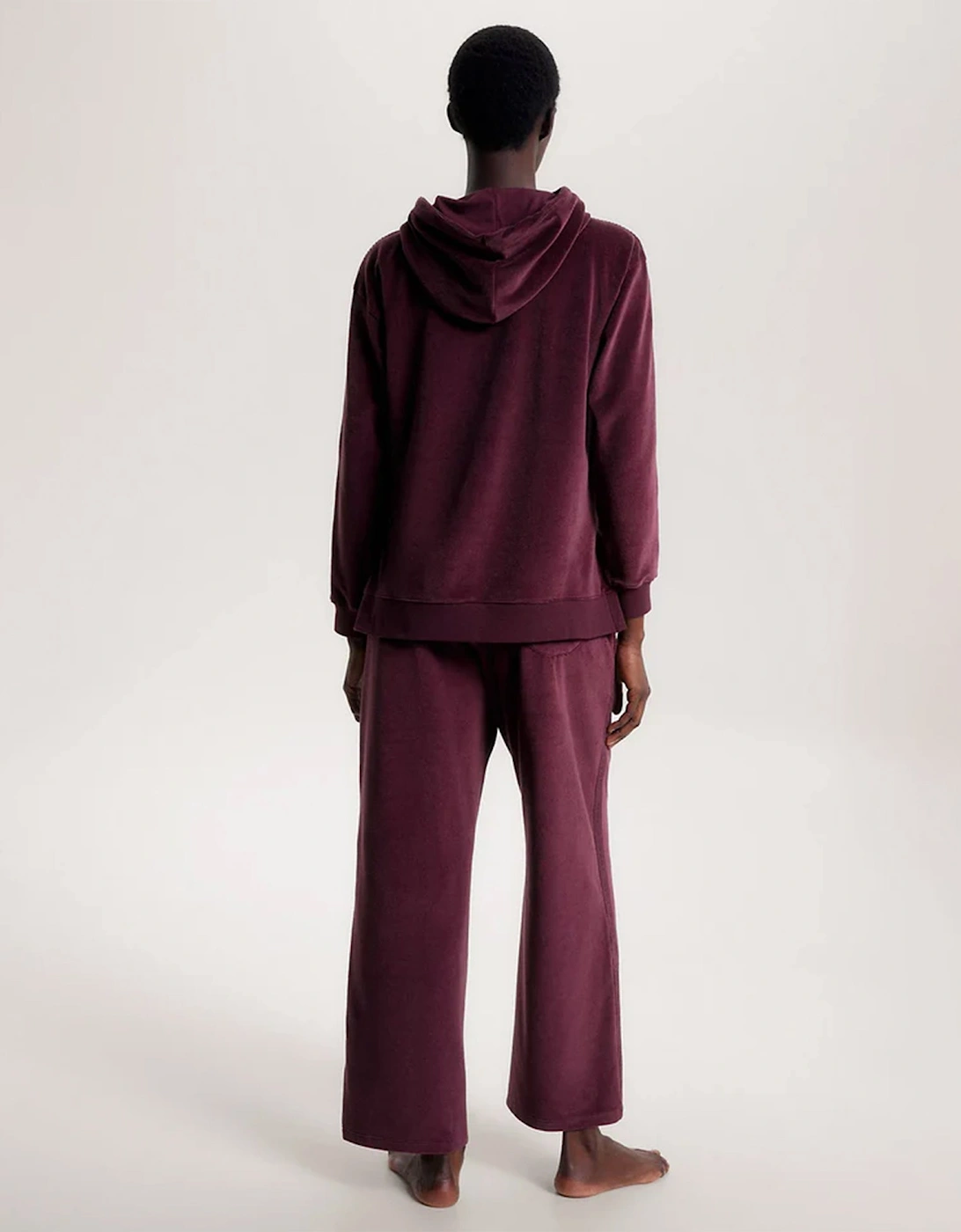LONG HOODIE VELOUR Womens Hoodie Deep Burgundy