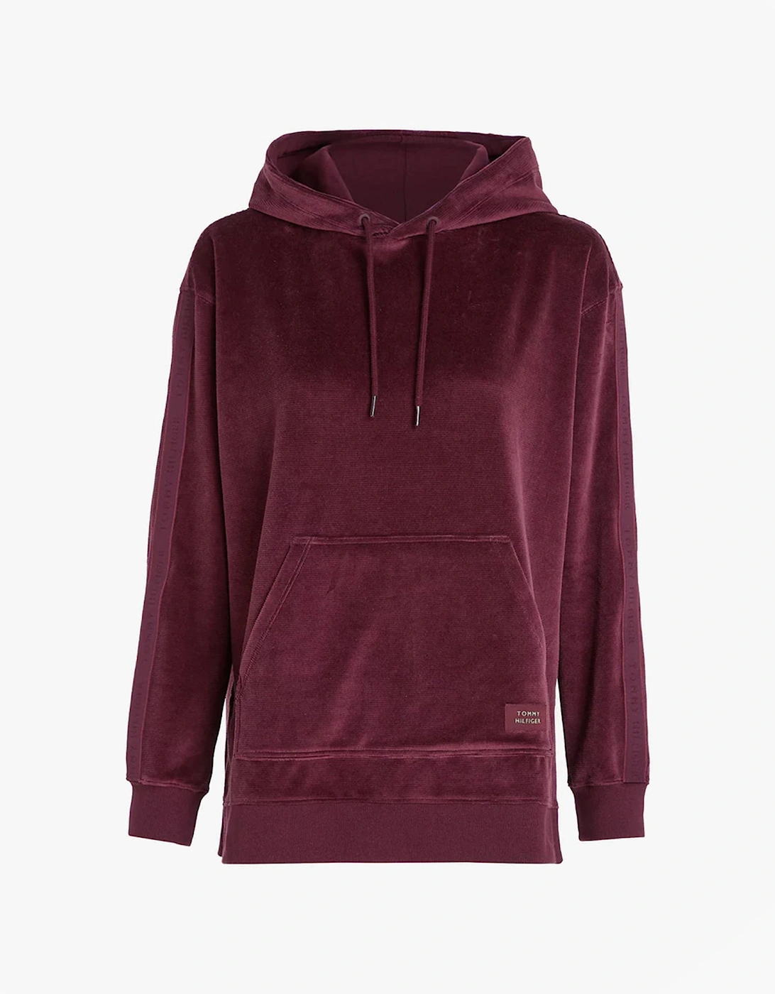 LONG HOODIE VELOUR Womens Hoodie Deep Burgundy