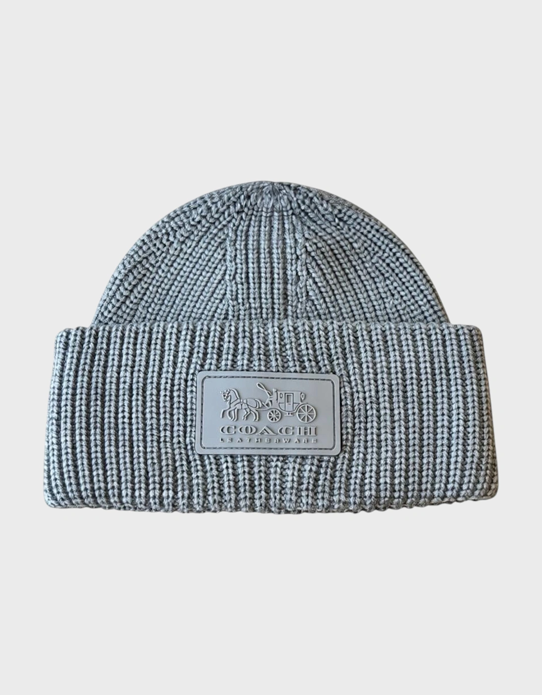Coach Men's Grey Patch Beanie Dove - Size: O/S