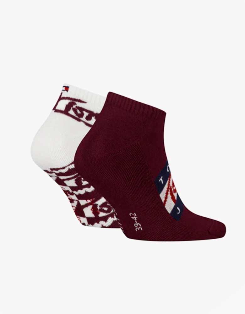 2 Pack Trainer Graffiti Mens Ankle Socks Red