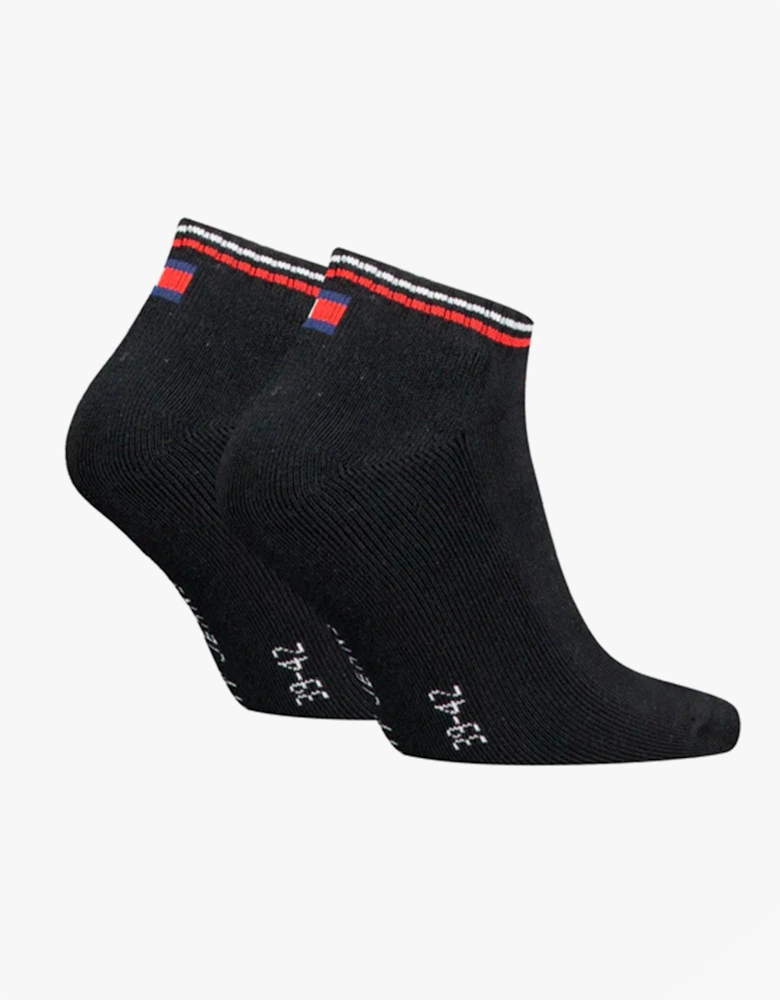 2 Pack Trainer Mens Ankle Socks Black