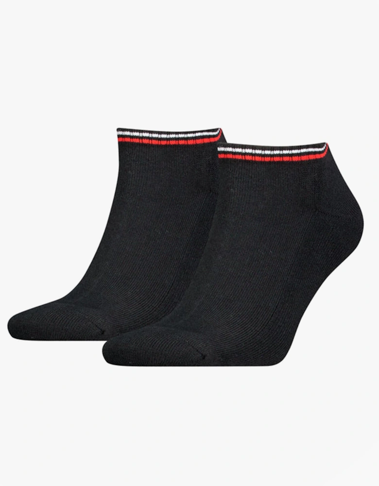 2 Pack Trainer Mens Ankle Socks Black