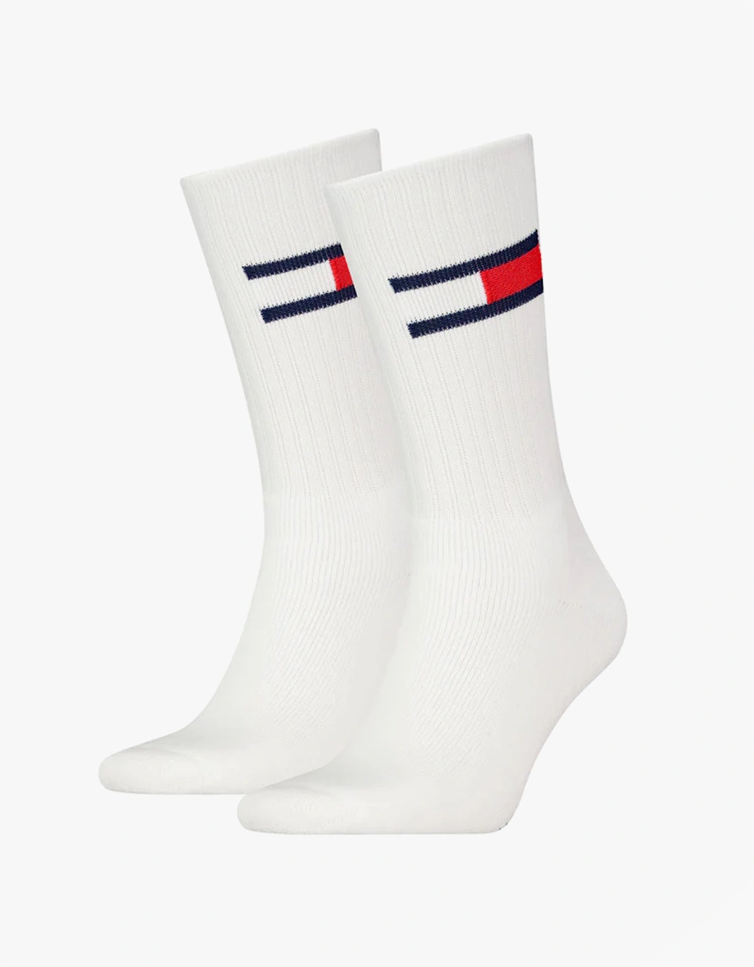 2 Pack Trainer Flag Mens Crew Socks White