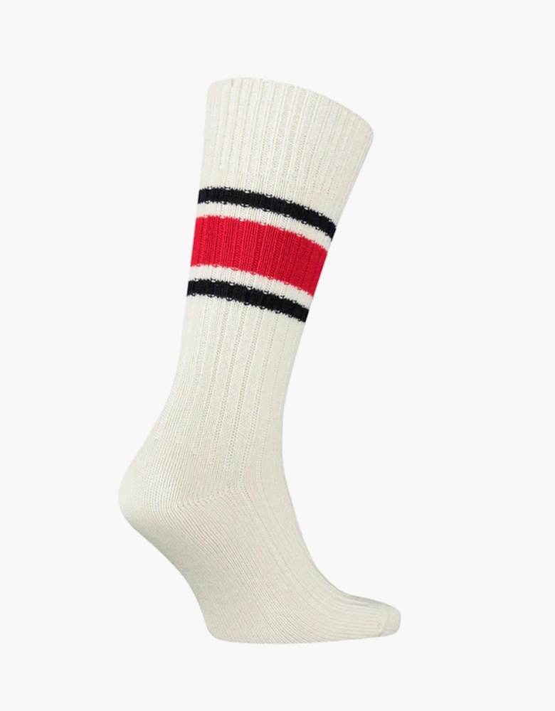 Ribbed Wool Mens Premium Trainer Socks White