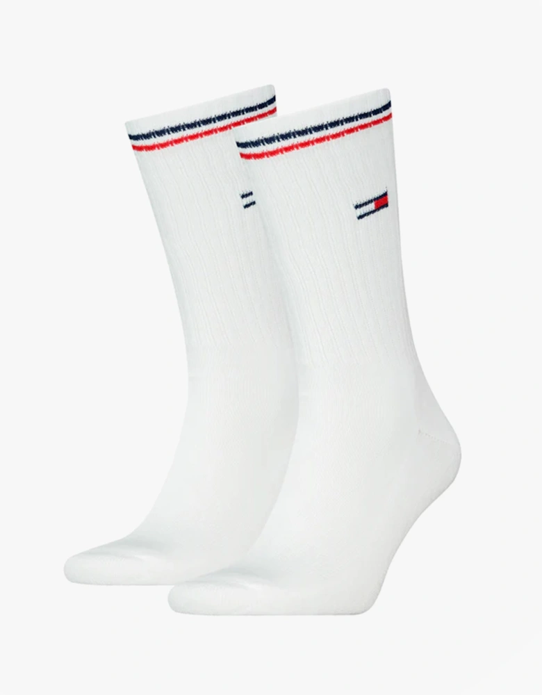 2 Pack Trainer Mens Crew Socks White