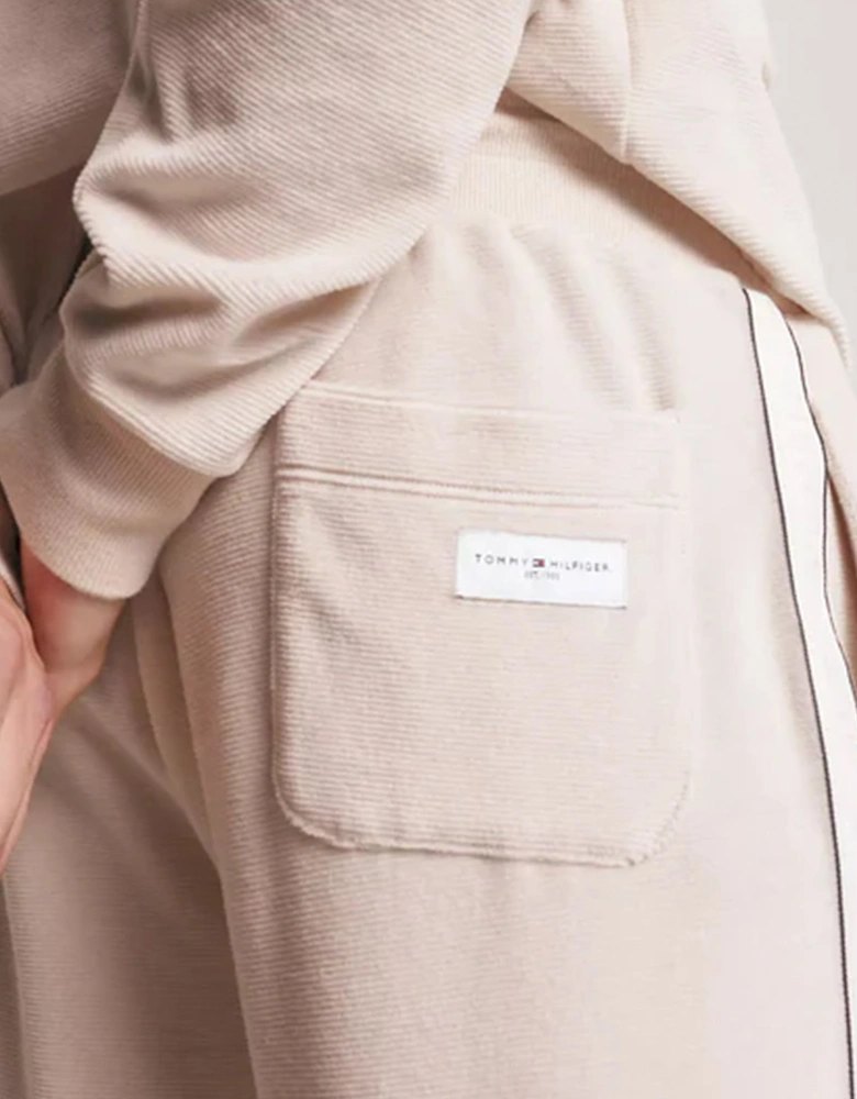 TH ESTABLISHED Mens Ribbed Velour Lounge Joggers Cashmere Creme