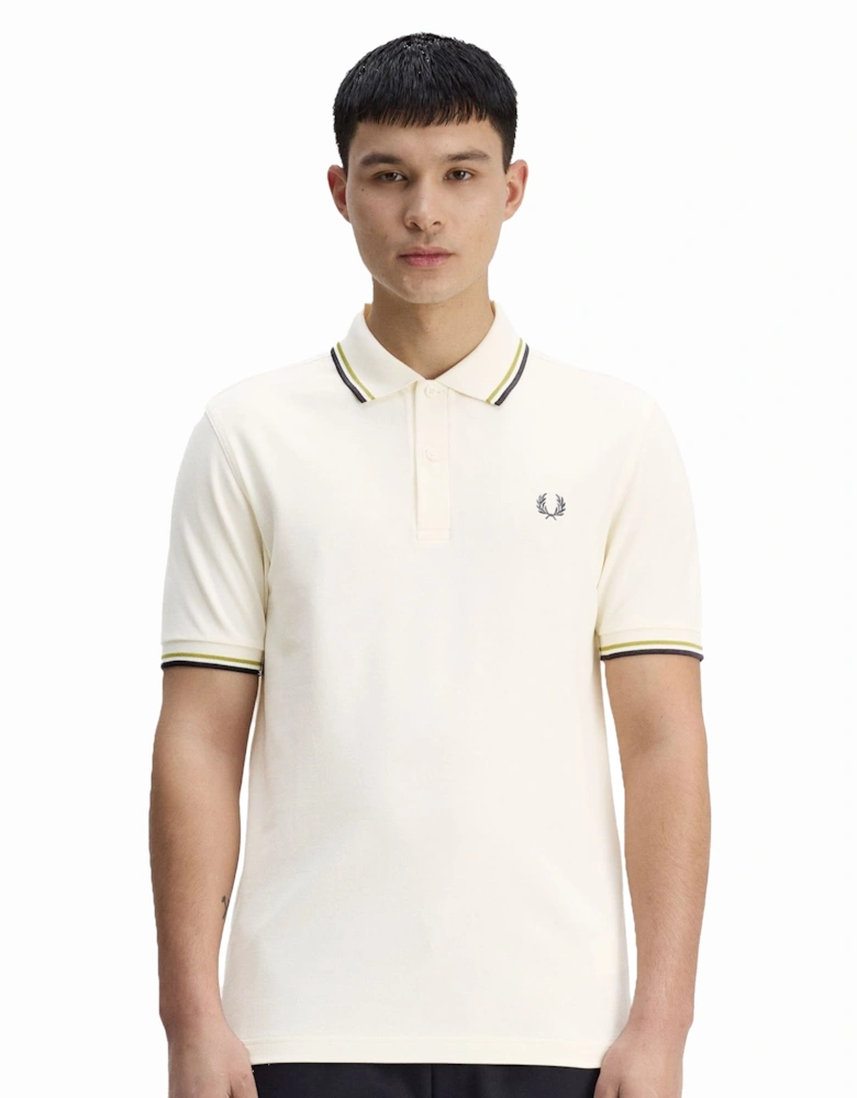 Twin Tipped Polo Shirt Ecru/Tennis Ball Yellow/Anchor Grey