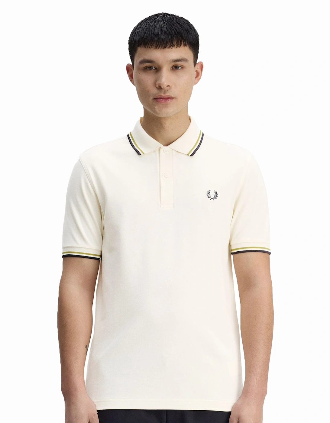 Twin Tipped Polo Shirt Ecru/Tennis Ball Yellow/Anchor Grey