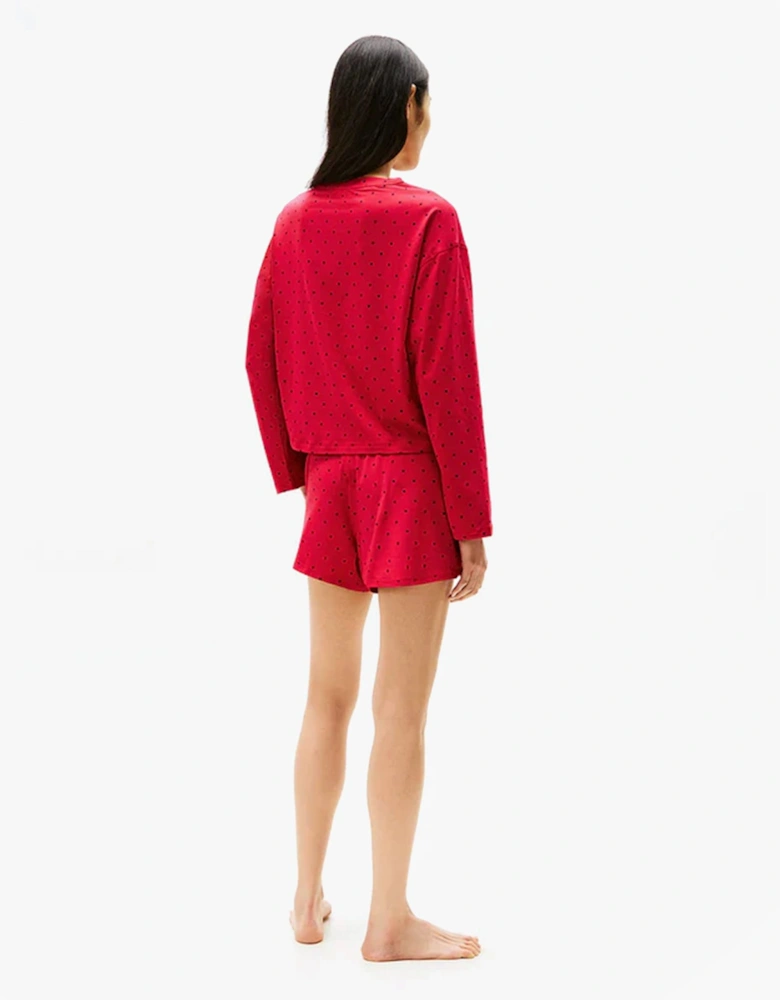 HERITAGE Womens Pyjama Set Hearts Primary Red Aop