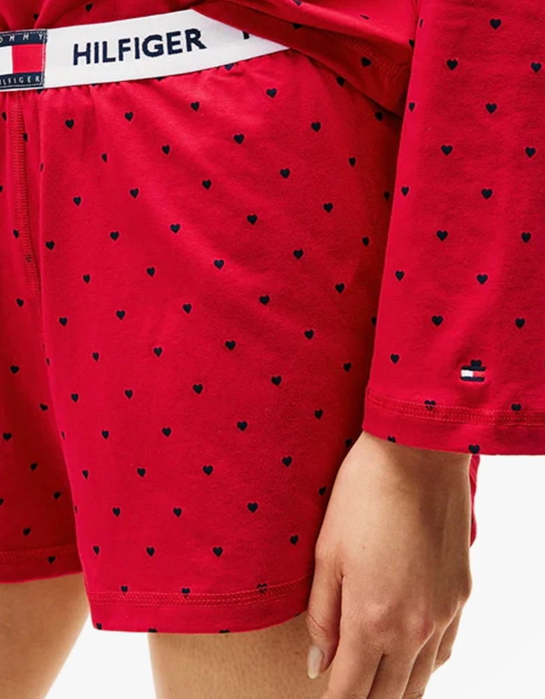 HERITAGE Womens Pyjama Set Hearts Primary Red Aop