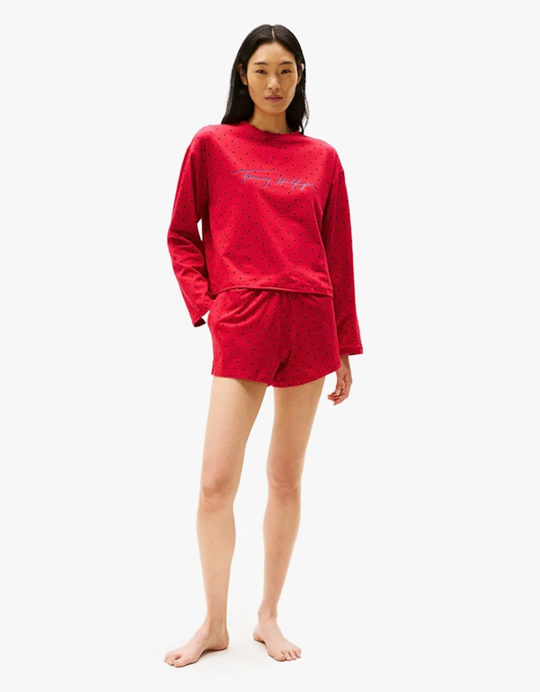 HERITAGE Womens Pyjama Set Hearts Primary Red Aop