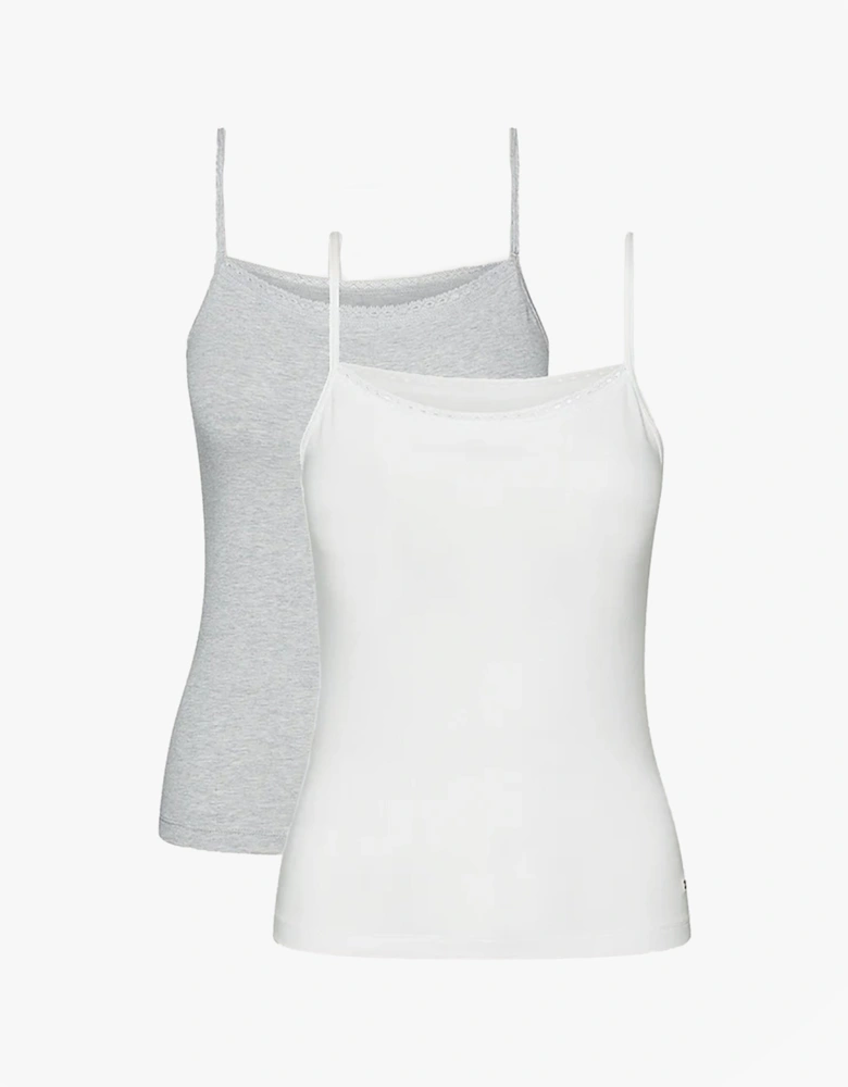 CAMI WITH LACE 2 Pack Womens White/Grey Heather
