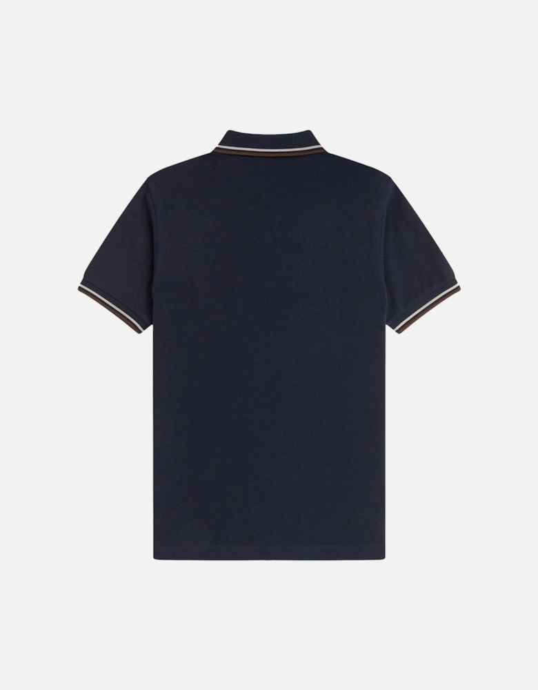 Twin Tipped Polo Shirt Navy/Warm Oat/ Burnt Tobacco