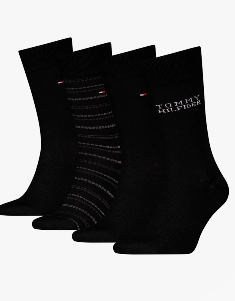 4 Pack Giftboxed Classic Mens Crew Socks Black