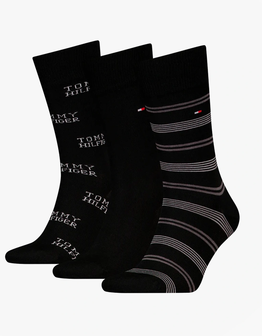 Men's Tommy Hilfiger 3 Pack Giftboxed Classic Mens Crew Socks Black - Size: 9/9.5/11/10.5/10/11.5/12