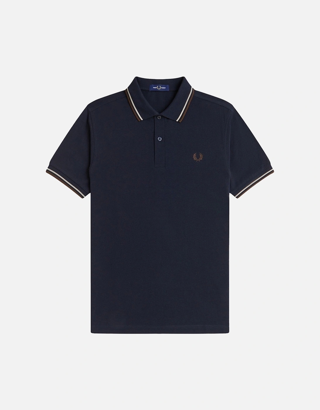 Twin Tipped Polo Shirt Navy/Warm Oat/ Burnt Tobacco, 5 of 4