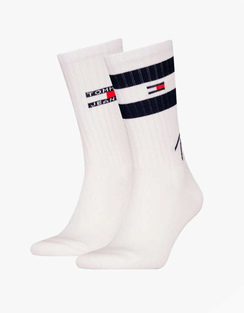 2 Pack Trainer Signature Mens Crew Socks White