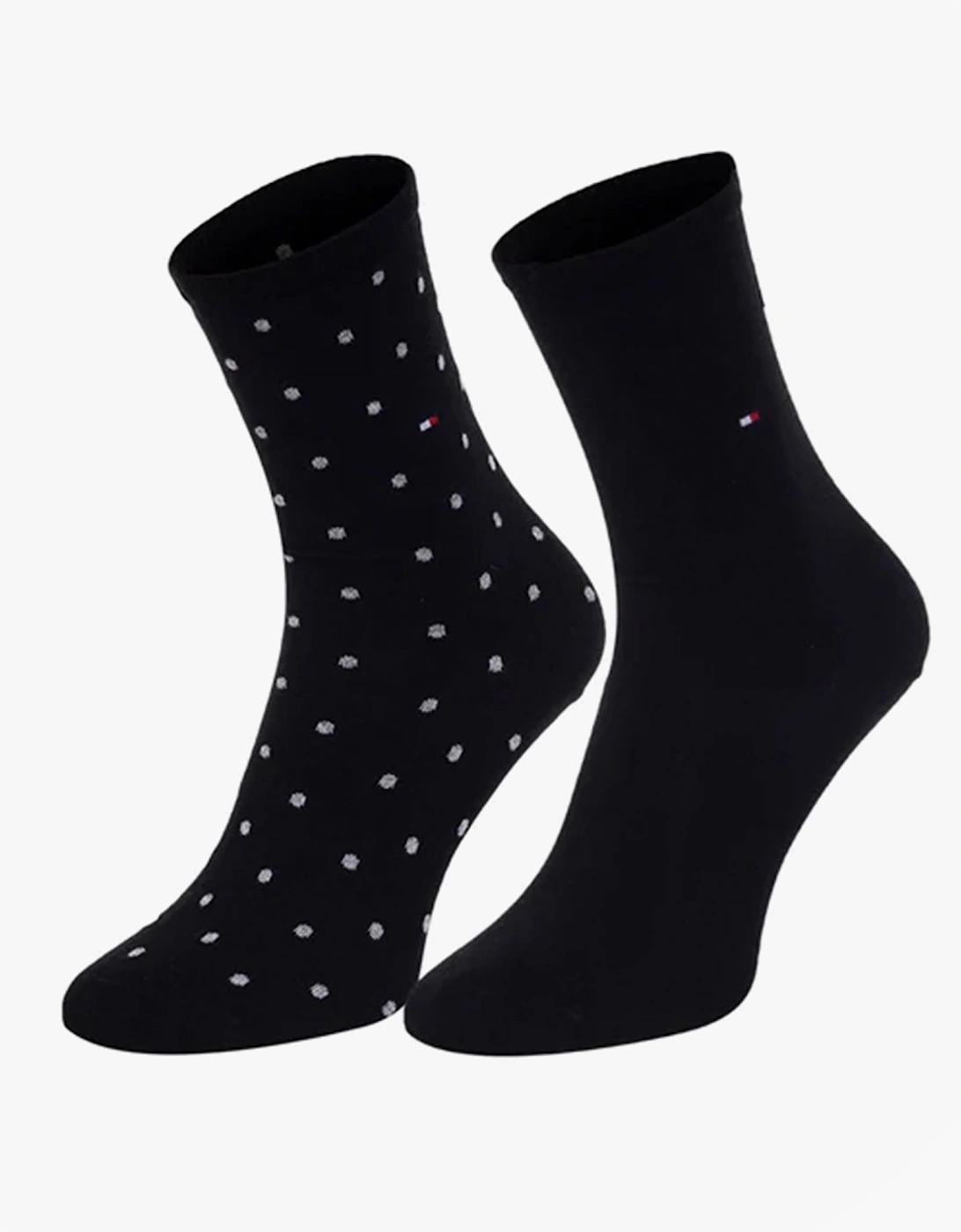 2 Pack Womens Crew Dot Socks Black, 3 of 2