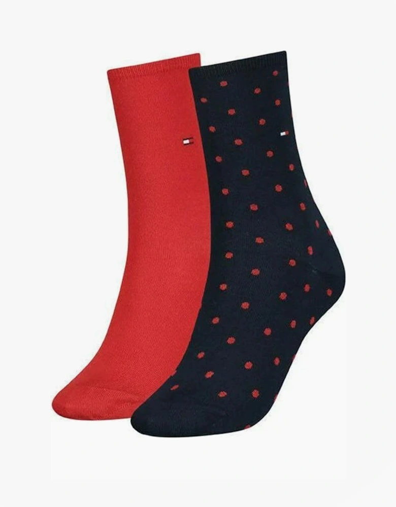 DOT 2 Pack Womens Crew Socks Red/Navy