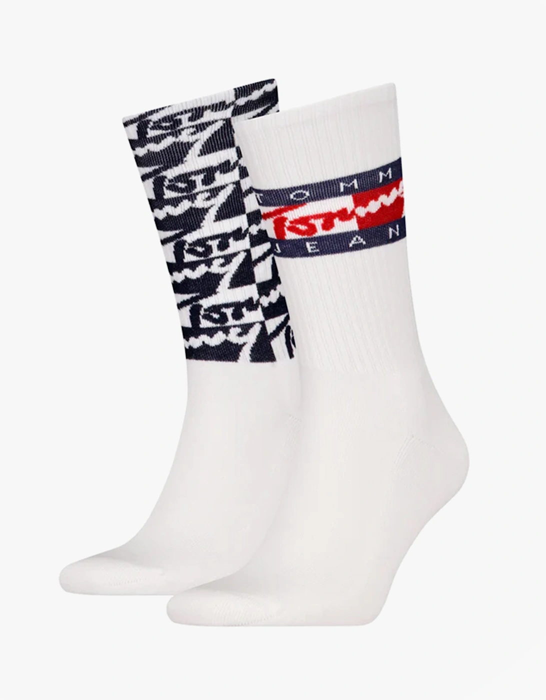 2 Pack Trainer Graffiti Mens Crew Socks White