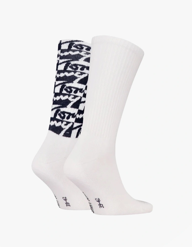 2 Pack Trainer Graffiti Mens Crew Socks White