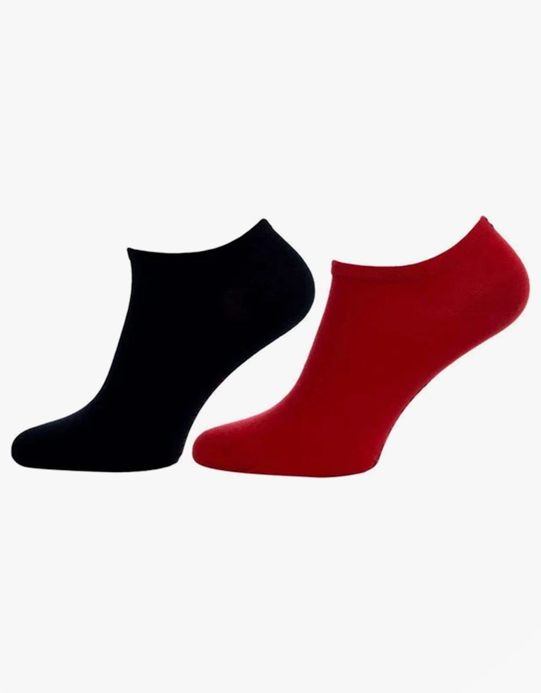 2 Pack Womens Trainer Socks Red/Navy