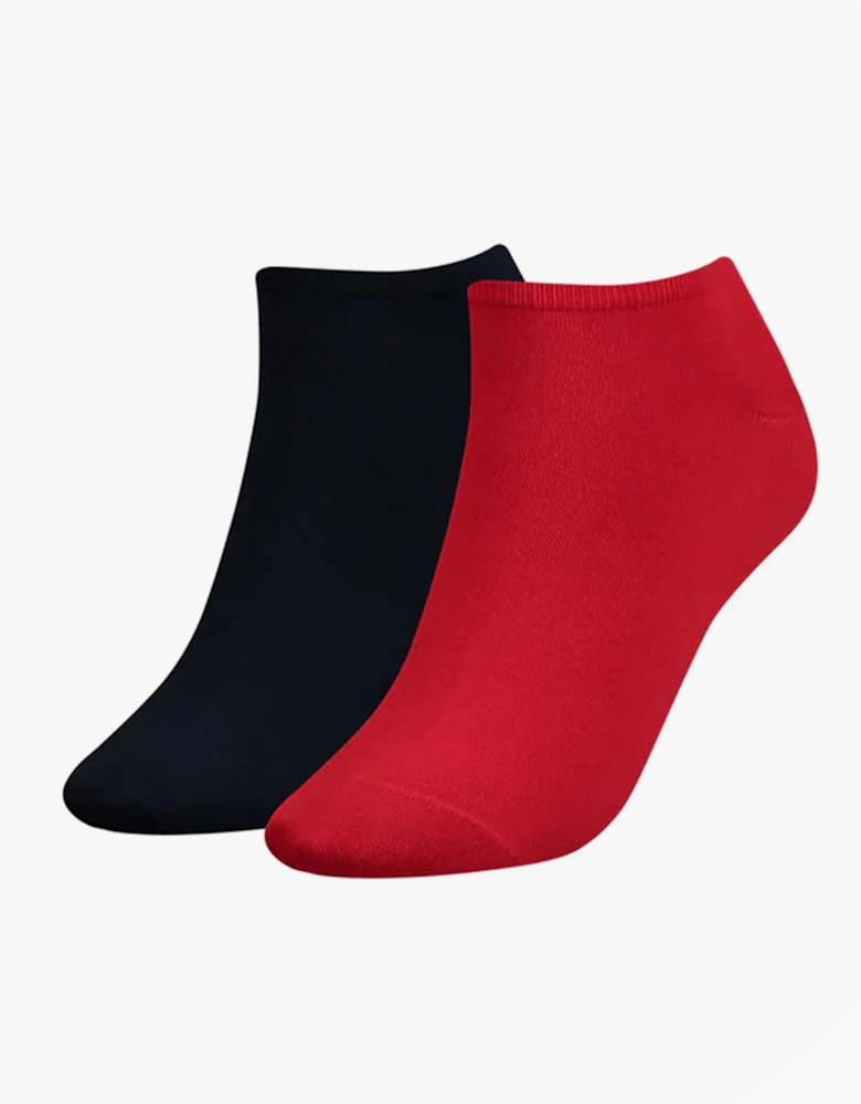 2 Pack Womens Trainer Socks Red/Navy