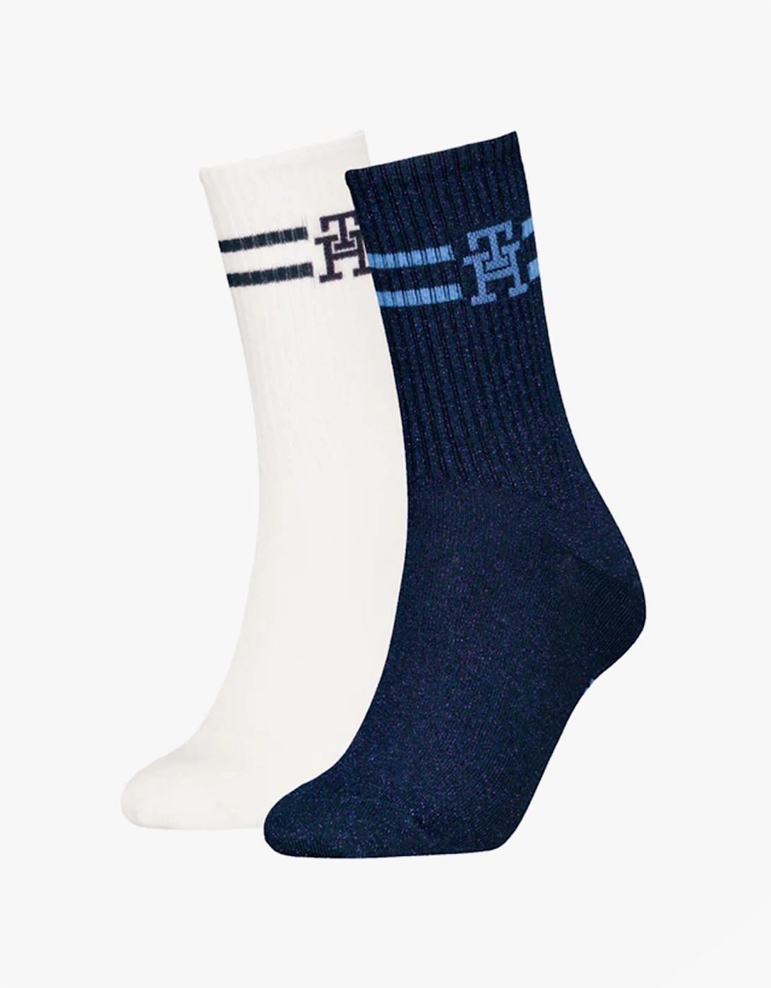 2 Pack Trainer Womens Crew Socks Navy/White, 3 of 2