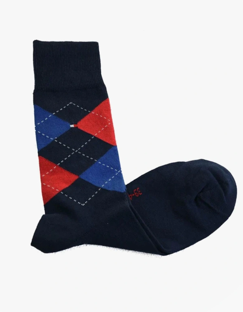 2 Pack Mens Crew Checked Socks Black