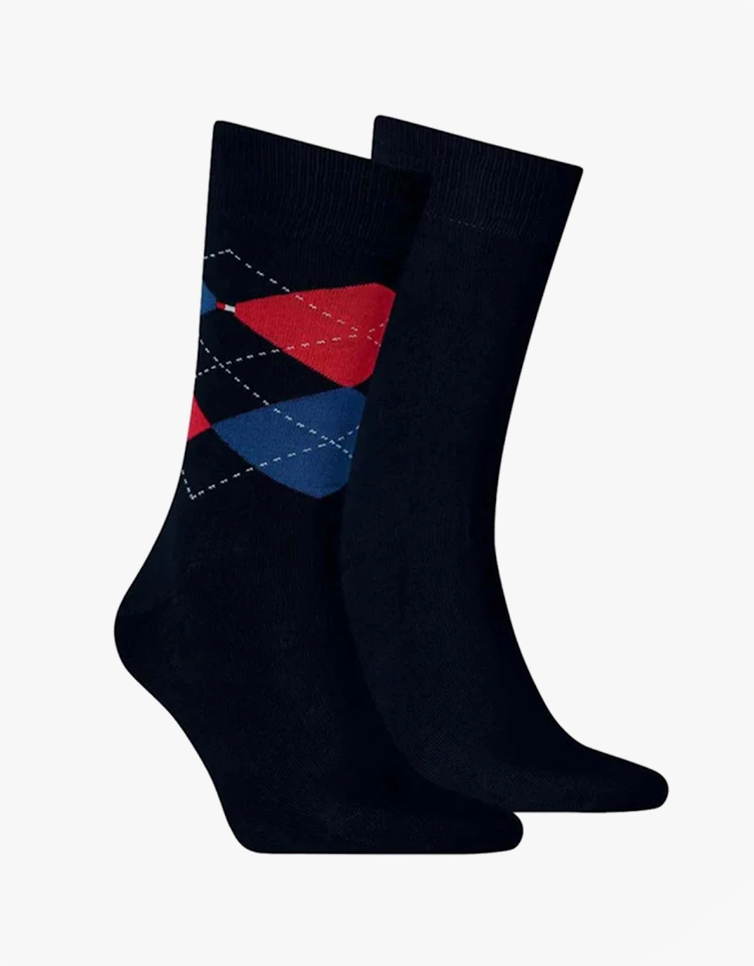 2 Pack Mens Crew Checked Socks Black