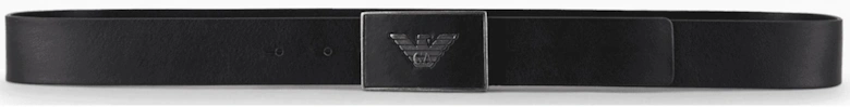 Eagle Plate Logo Leather Black Belt