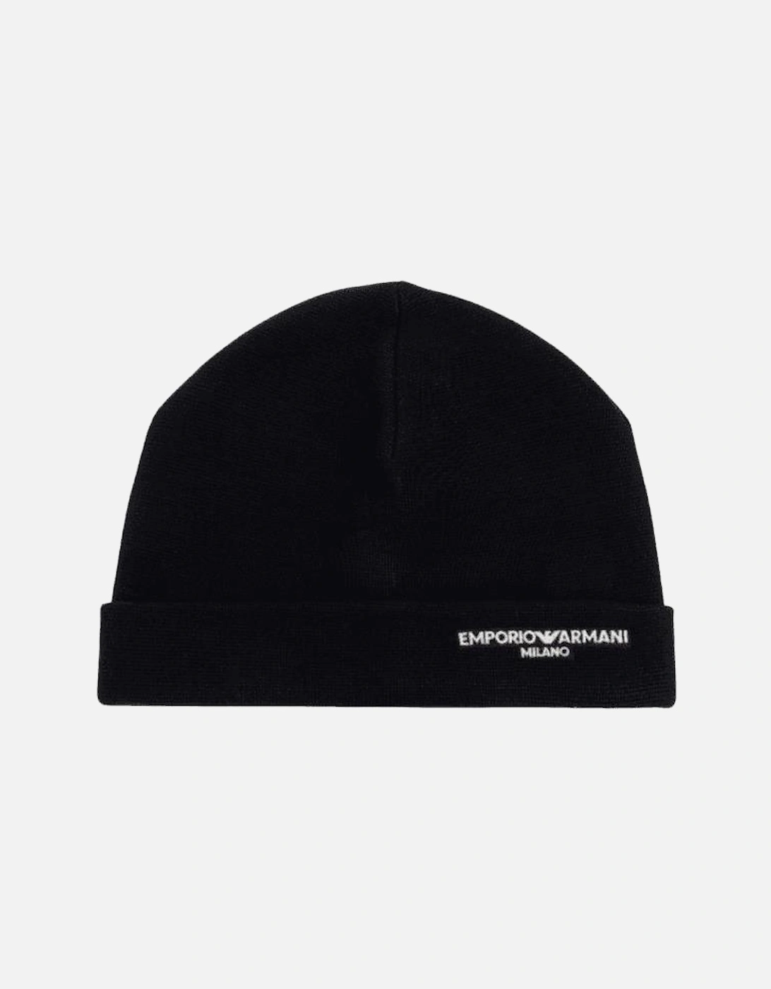 Emporio Armani Men's Milano Logo Black Beanie Hat