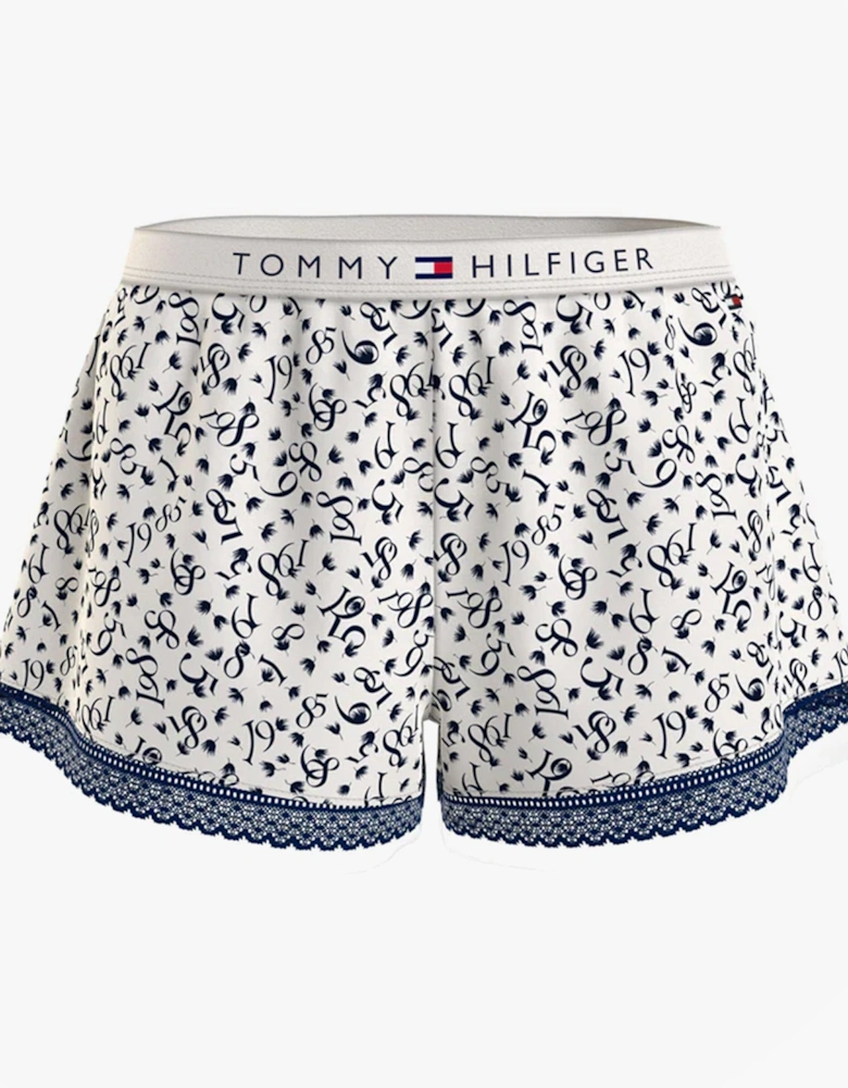 WOVEN SHORT PRINT Womens Shorts Feather Print Ecru