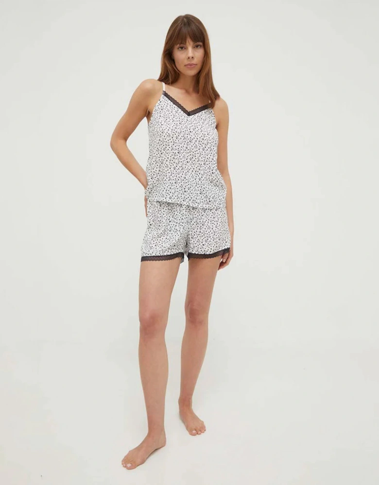 WOVEN SHORT PRINT Womens Shorts Feather Print Ecru