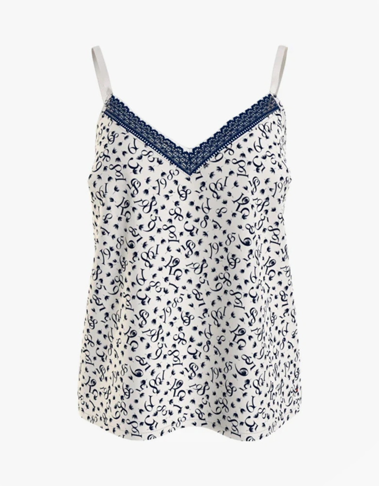 WOVEN CAMI PRINT Womens Top Feather Print Ecru