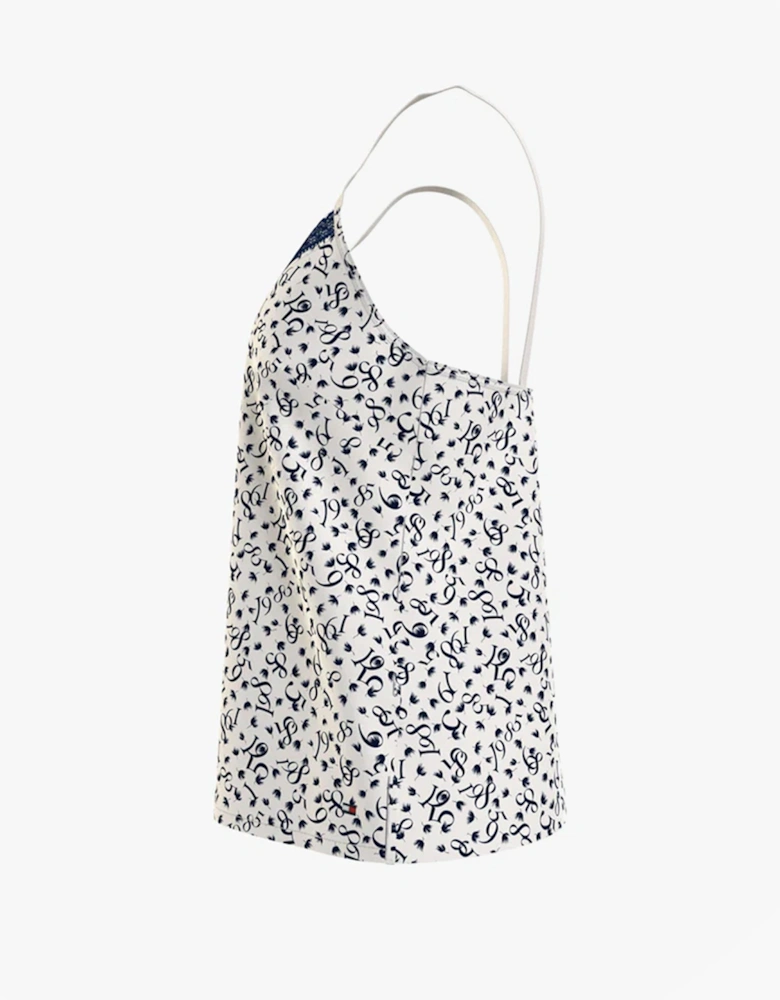 WOVEN CAMI PRINT Womens Top Feather Print Ecru