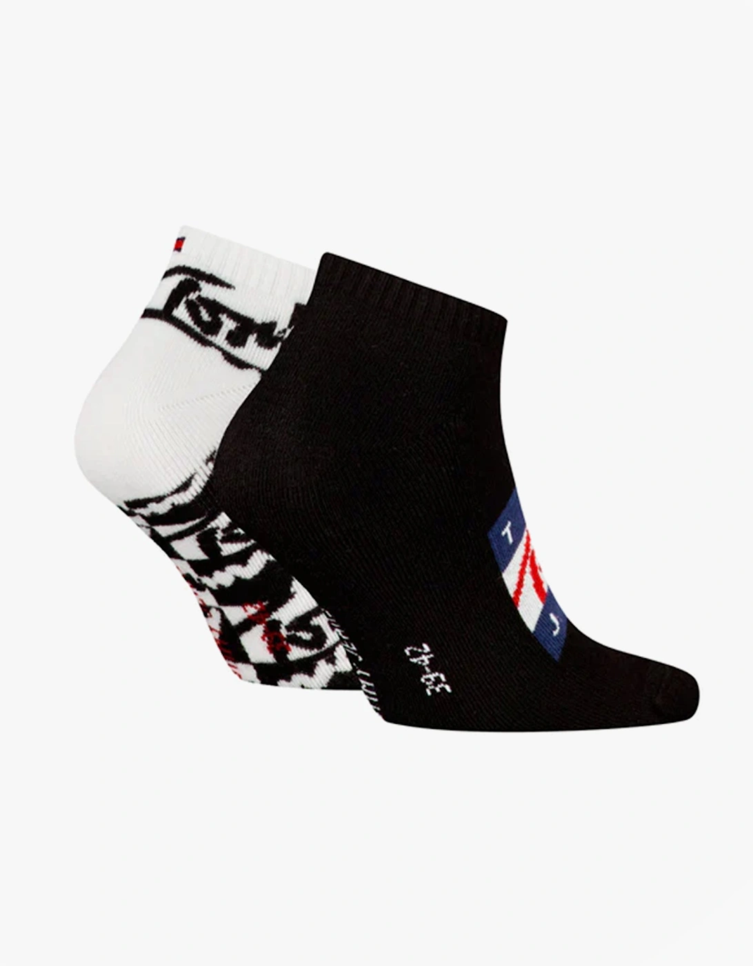 2 Pack Trainer Graffiti Mens Ankle Socks Black