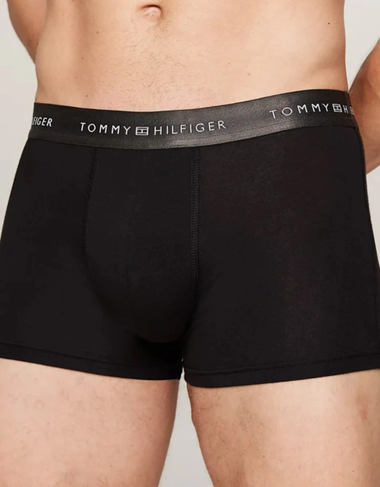 SIGNATURE COTTON Mens 3 Pack Trunks Black