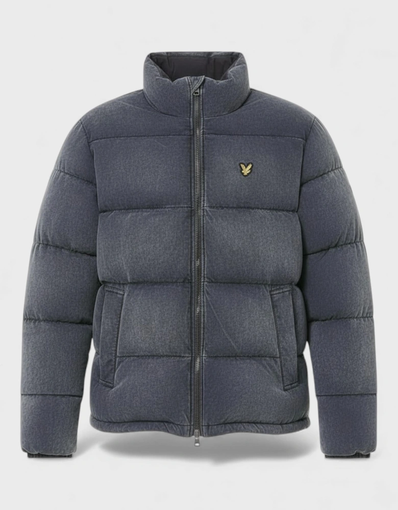 Lyle & Scott Washed Funnelled Puffer Jacket Dark Navy
