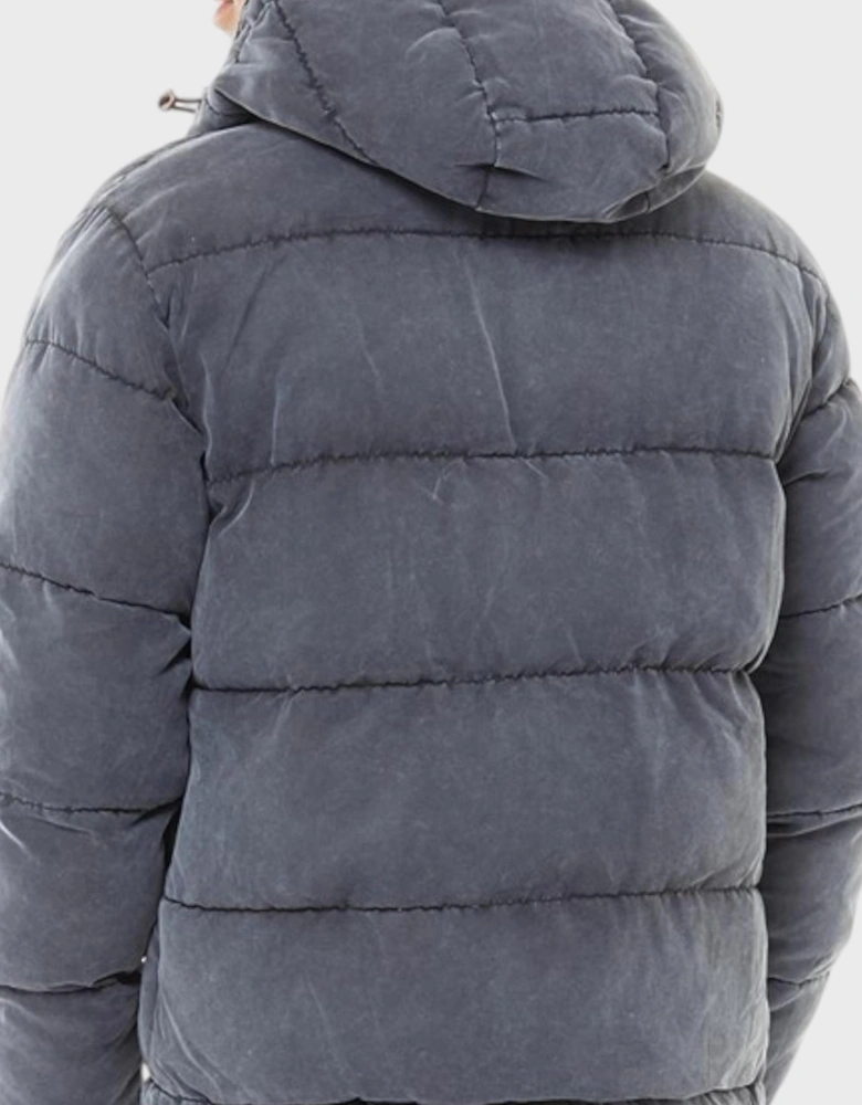 Lyle & Scott Washed Funnelled Puffer Jacket Dark Navy