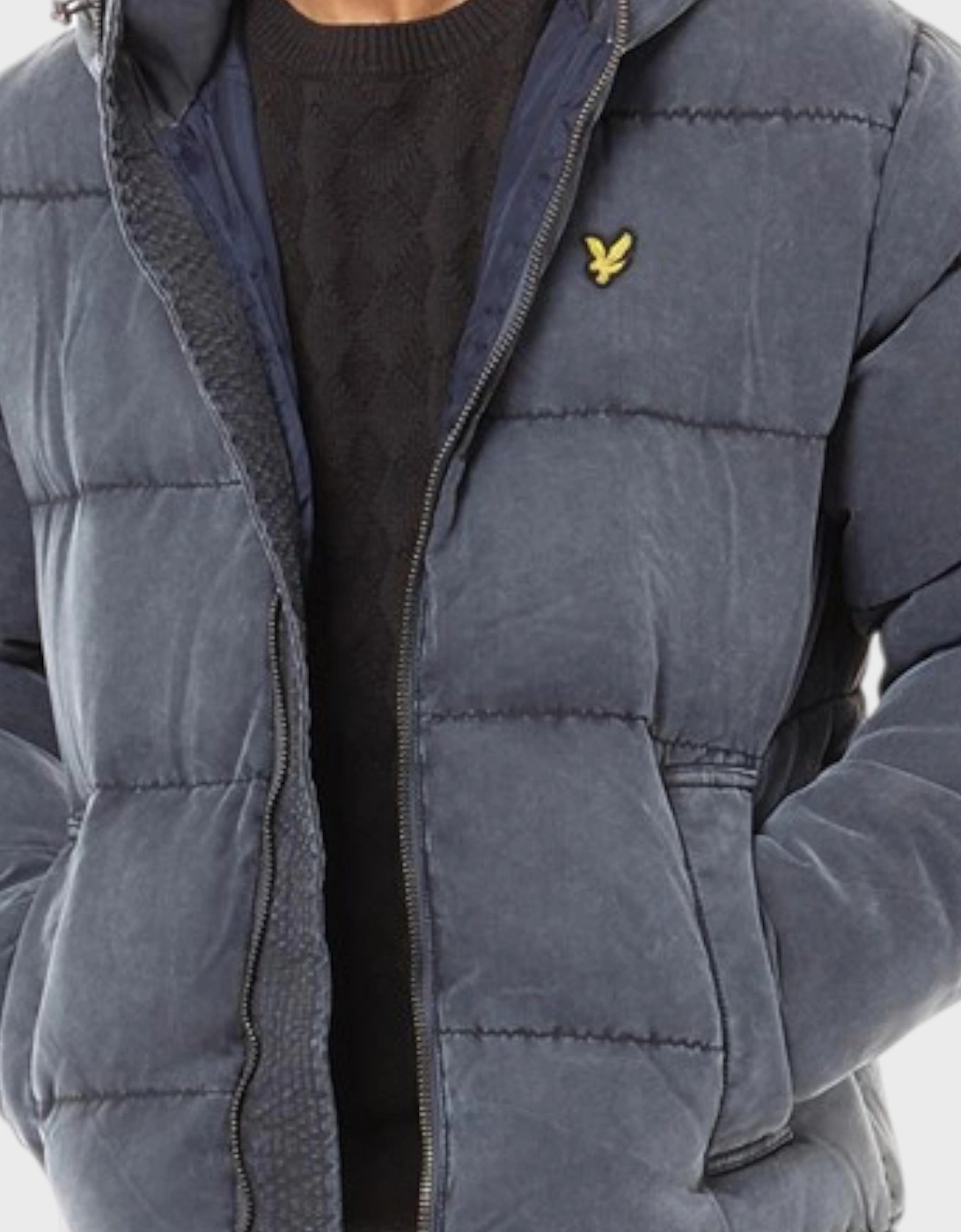 Lyle & Scott Washed Funnelled Puffer Jacket Dark Navy