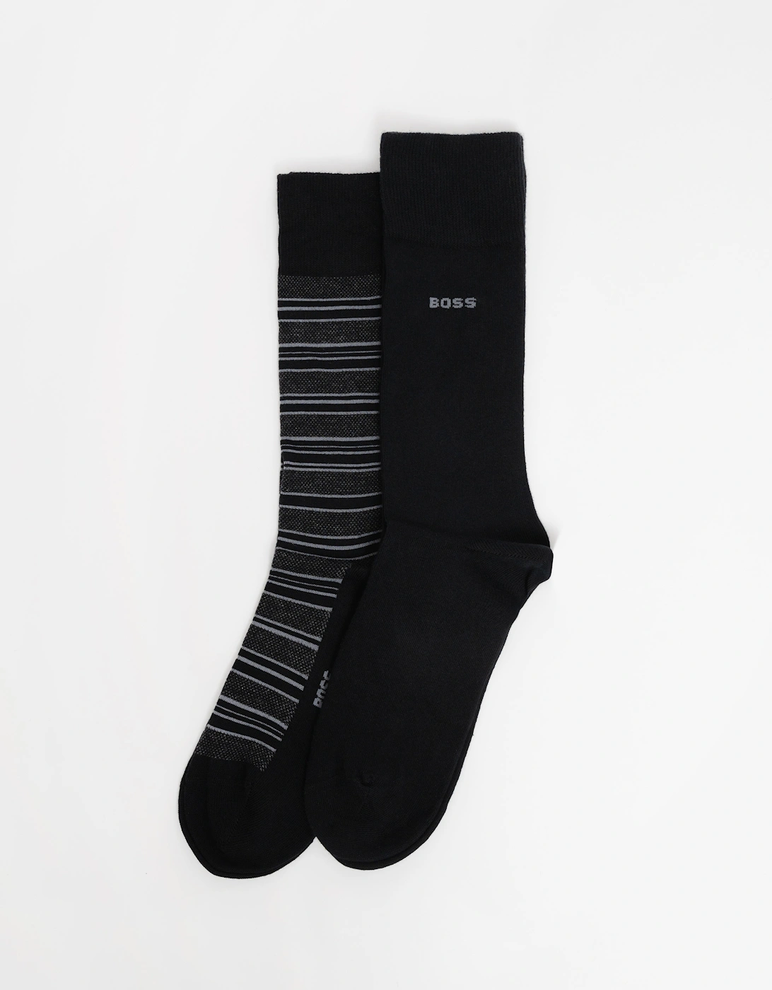 BOSS Orange 2-Pack Mens Striped Socks - Black 001