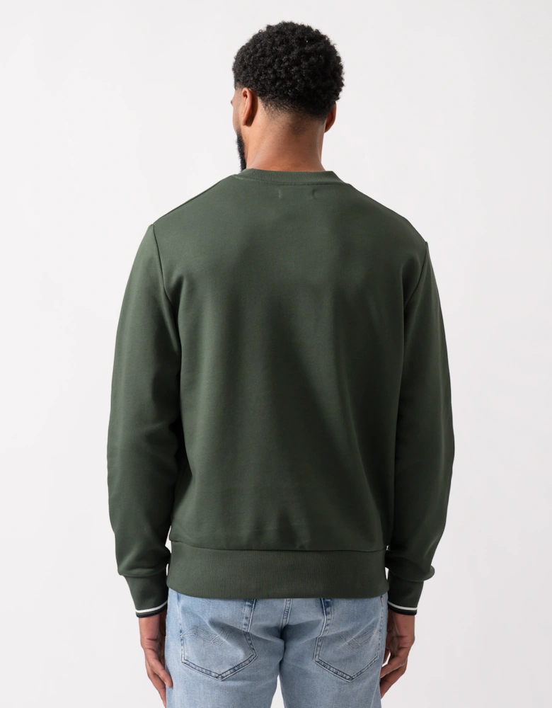 Mens Crew Neck Sweatshirt - Court Green/Snow White/Navy 53A