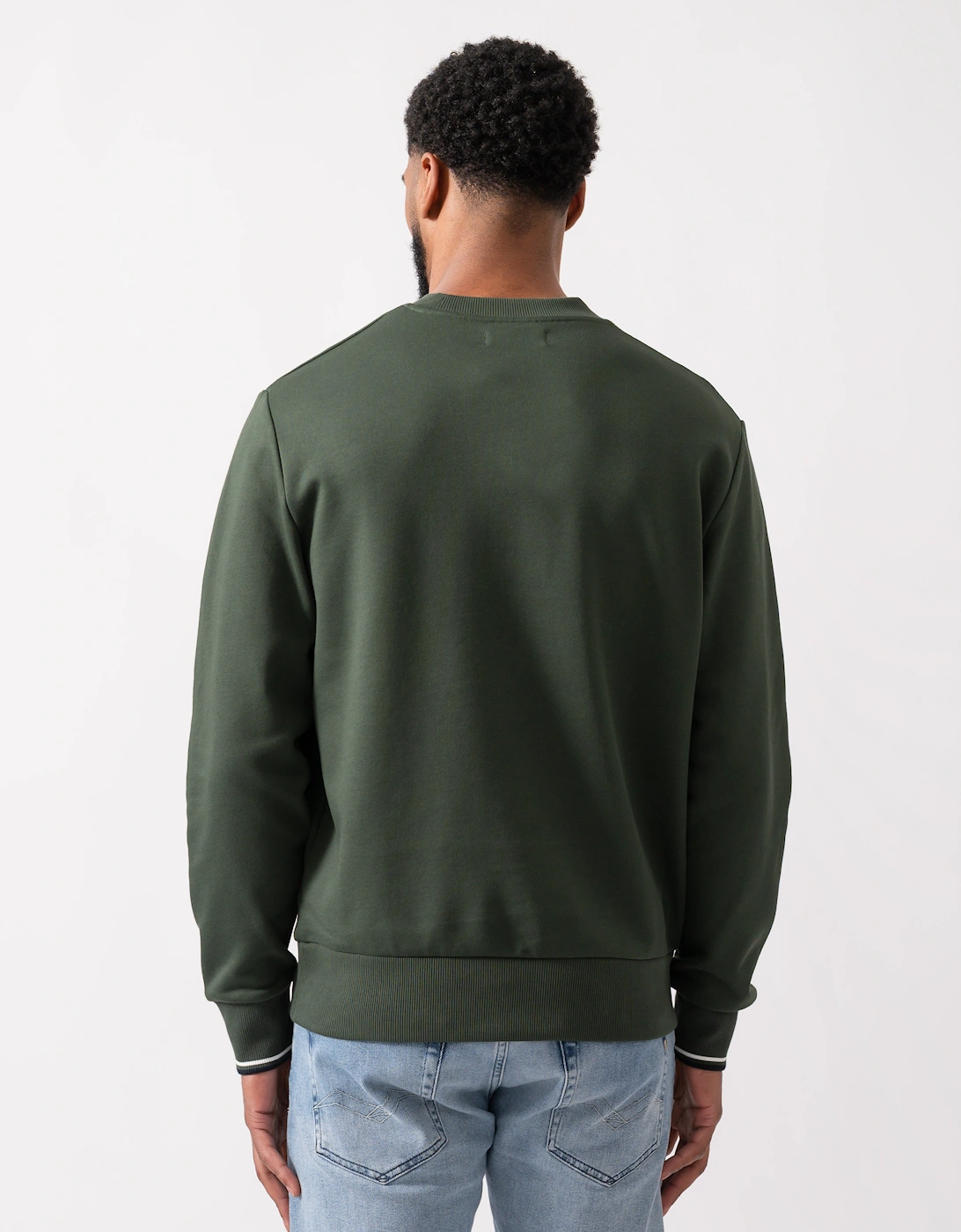 Mens Crew Neck Sweatshirt - Court Green/Snow White/Navy 53A