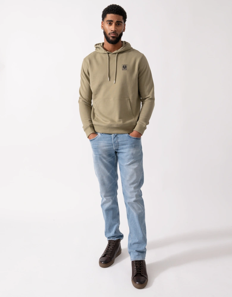 Mens Pullover Logo Patch Hoodie - Fatigue Green