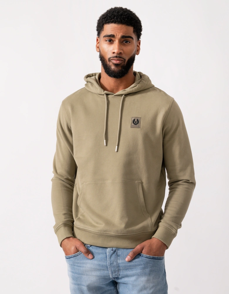 Mens Pullover Logo Patch Hoodie - Fatigue Green