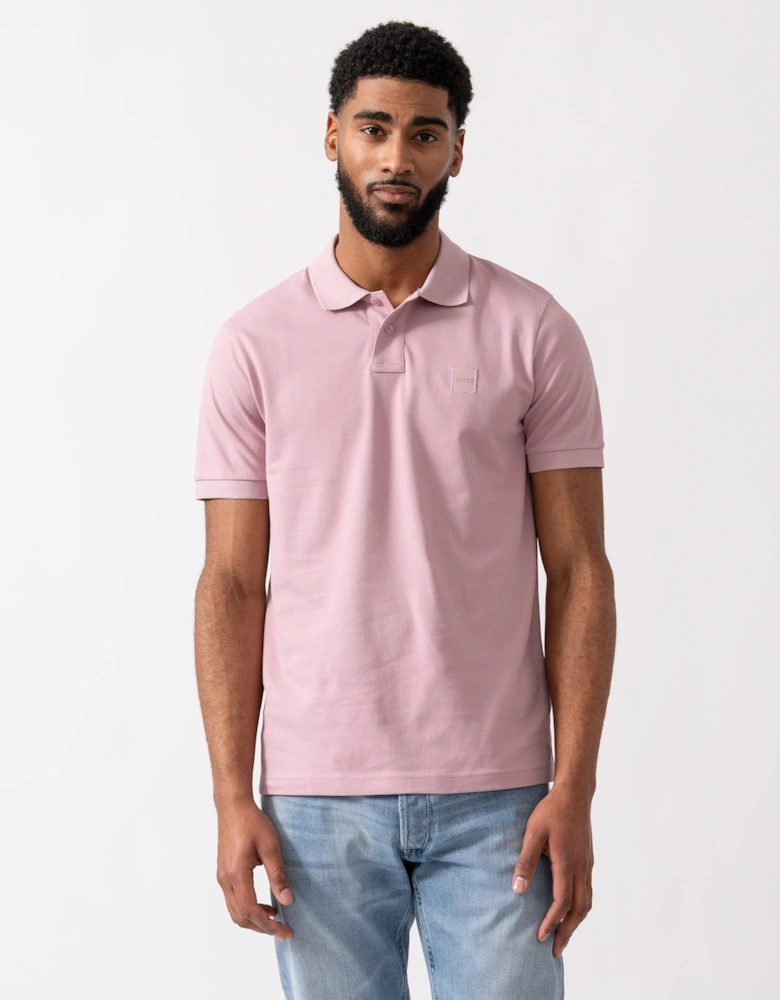 BOSS Orange Passenger Mens Stretch-Cotton Slim-Fit Polo Shirt with Logo Patch - Light/Pastel Purple 539