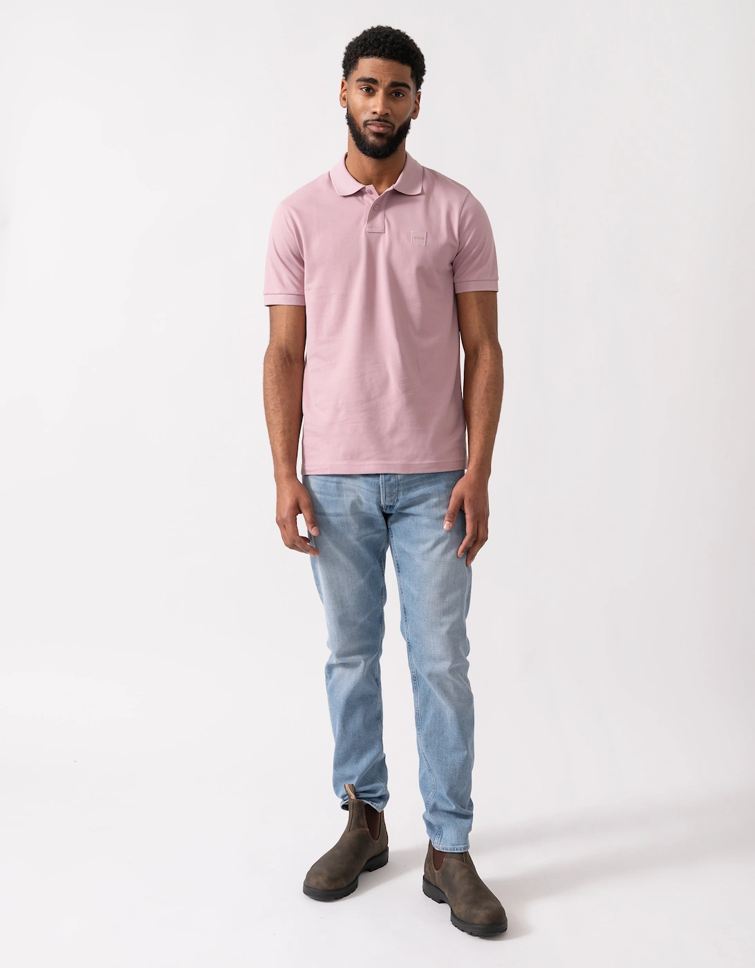 BOSS Orange Passenger Mens Stretch-Cotton Slim-Fit Polo Shirt with Logo Patch - Light/Pastel Purple 539